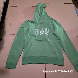 Gap Stretch Green Arch Logo Pullover Hoodie XS Patterned Lining Kangaroo Pocket
